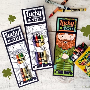 St. Patrick's Day printable leprechaun coloring page crayon hugger colored pencil holder classroom activity party favors handouts for kids image 1