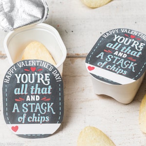 INSTANT DOWNLOAD printable chips pringles valentines You're all that and a stack of chips for snack size chips chalkboard texture background