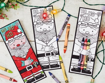 Christmas printable Santa coloring page crayon hugger colored pencil holder classroom activity non candy Holiday treat goodie gift