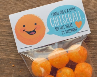 Valentines Cheeseballs Cheese Puffs Bag Label INSTANT DOWNLOAD valentine treat topper printable DIY file Cheesy Funny Valentine's Day Gift