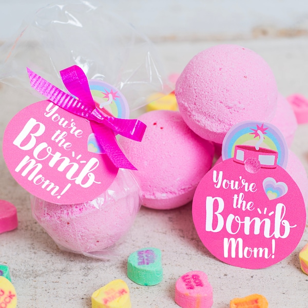 printable Mother's Day bath bomb gift tag INSTANT DOWNLOAD "You're the BOMB Mom!" easy print at home unique gift tags