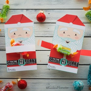 Santa Jolly Rancher Hugger Carte de porte-bonbons de Noël pour enfants en classe Fête de vacances Faveur Téléchargement instantané Cadeau imprimable