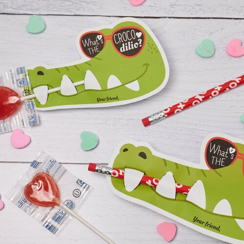 Crocodile Valentines Printable DIY Instant Download Pencil or - Etsy