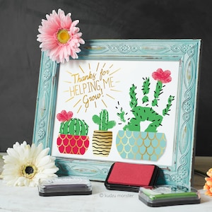 Finger Paint Fête des Mères Imprimable Cactus Succulents DIY Art Project Gift Frame Kid’s Personalized Art Fun Printable Craft 8x10 » Print