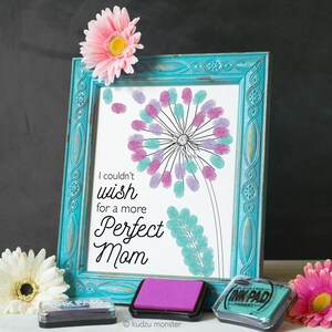 Día de la Madre Pintura con los dedos Arte imprimible Diente de león Actividad artística para niños DIY para mamá Huellas dactilares Almohadilla de tinta Impresión interactiva de obra de arte de 8x10 pulgadas