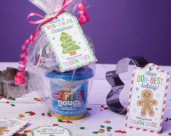 Printable Gift Tag for Christmas Play Dough Kit | Holiday Activity Make Your Own Play Dough Tree and Gingerbread Man | Kids Christmas Games