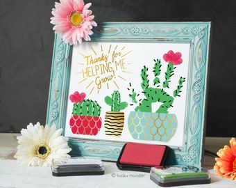 Finger Paint Mother's Day Printable Cactus Succulents DIY Art Project Gift Frame Kid's Personalized Art Fun Printable Craft 8x10" Print