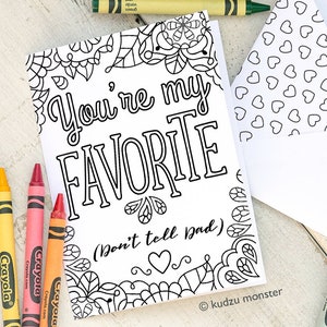 Coloring Mother's Day Card INSTANT DOWNLOAD My Favorite Funny Activity Coloring page greeting card printable craft classroom craft gift image 1