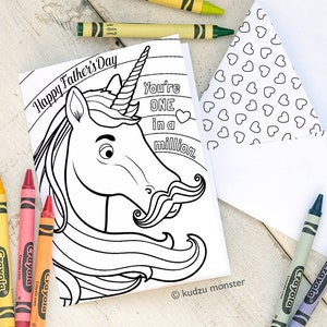Cartão engraçado do dia dos pais para colorir unicórnio Download instantâneo Atividade artesanal para impressão Você está em um milhão de bigodes arco-íris fofo Papai Vovô