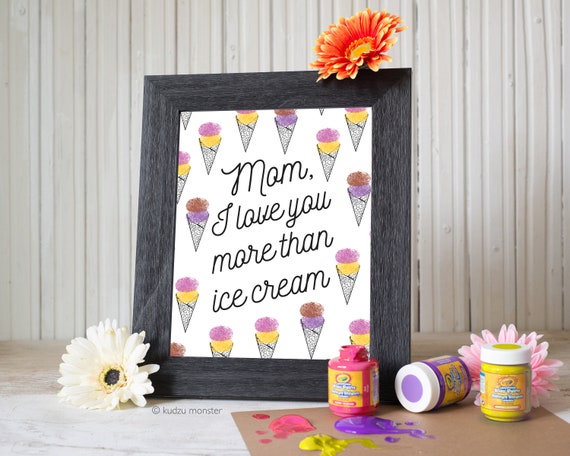 Finger Paint Mother's Day Printable Ice Cream Art DIY