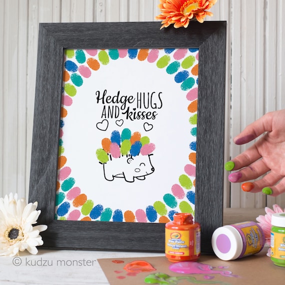 Mother's Day Finger Paint Art Printable Hedgehog Hedge