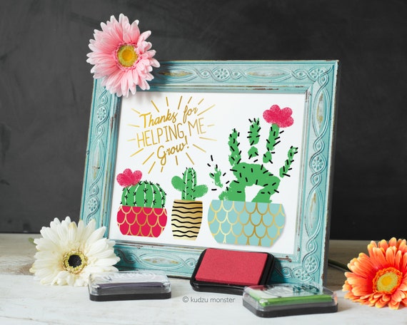 Finger Paint Mother's Day Printable Cactus Succulents DIY Art Project Gift Frame Kid's Personalized Art Fun Printable Craft 8x10" Print Il_570xn