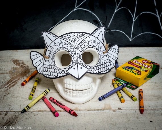 Halloween Printable Owl coloring mask, fun classroom Halloween activity or halloween birthday party favor for kids DIY instant download Il_570xn