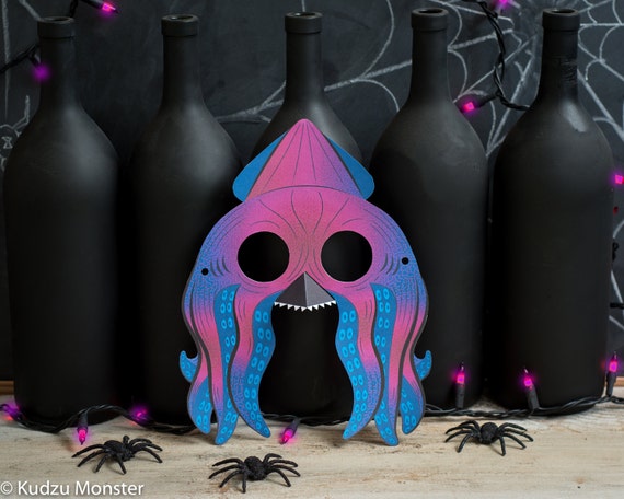 Printable Halloween Kraken Sea Monster Squid Mask DIY craft mask print at home classroom activity, cute, fun, scary mask for kids or adults Il_570xn
