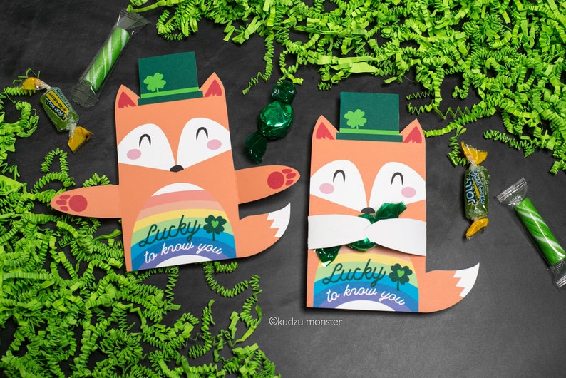 St. Patrick's Day Fox Candy Huggers Party printable image 1