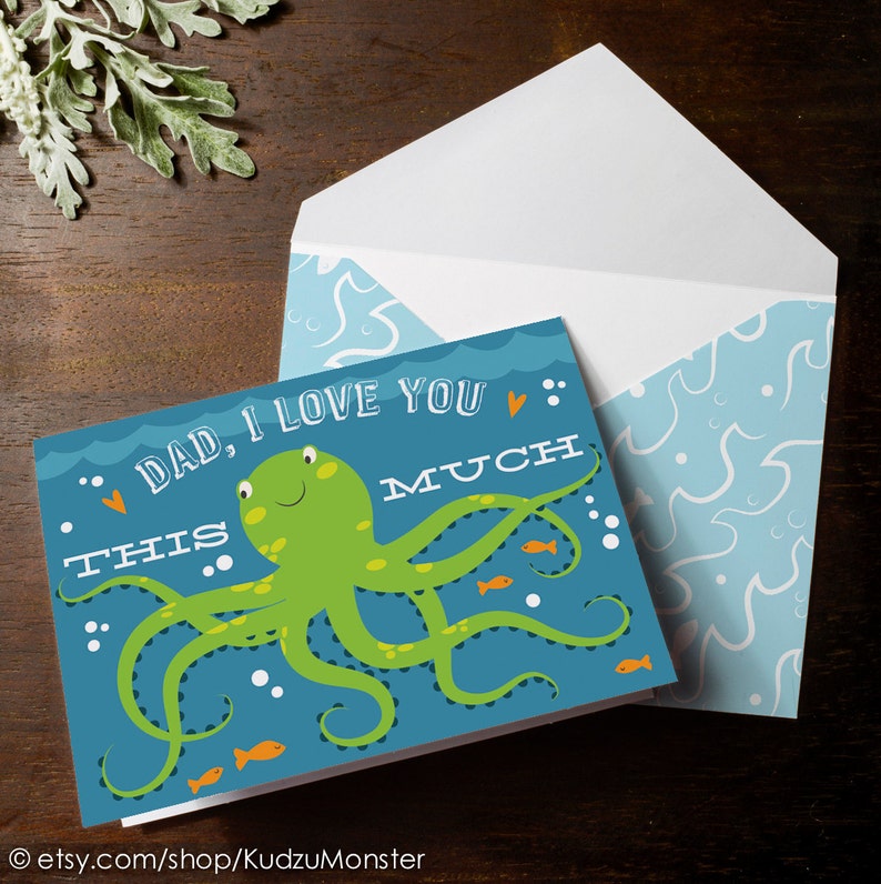 INSTANT DOWNLOAD Octopus I love you this much father's day image 1