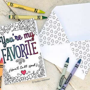 Coloring Mother's Day Card INSTANT DOWNLOAD My Favorite Funny Activity Coloring page greeting card printable craft classroom craft gift image 2