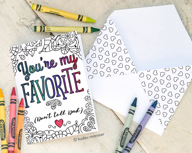 Coloring Mother's Day Card INSTANT DOWNLOAD My Favorite Funny Activity Coloring page greeting card printable craft classroom craft gift image 2