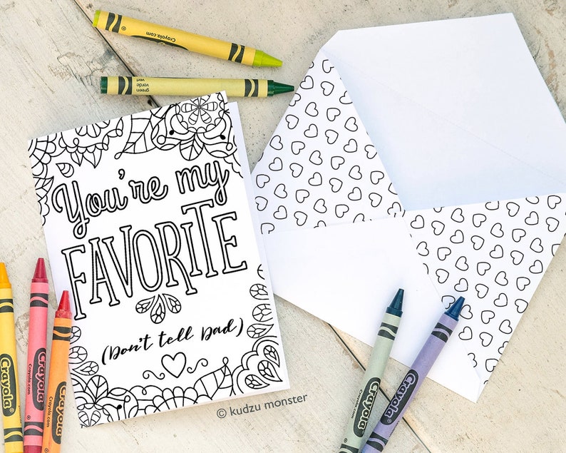 Coloring Mother's Day Card INSTANT DOWNLOAD My Favorite Funny Activity Coloring page greeting card printable craft classroom craft gift image 1