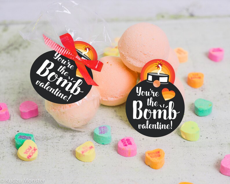 printable Valentine bath bomb gift tag INSTANT DOWNLOAD image 1
