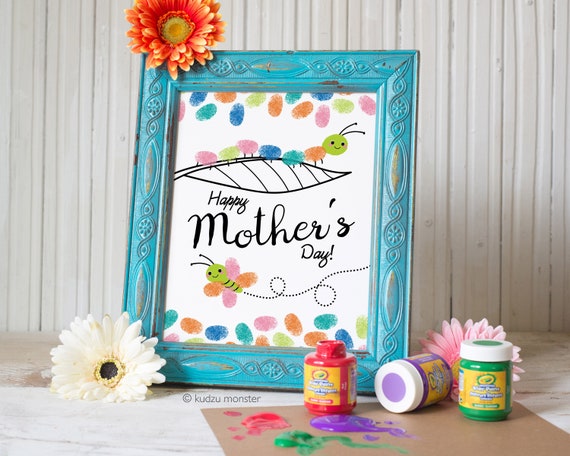 Finger Paint Art Mother's Day Printable Caterpillar