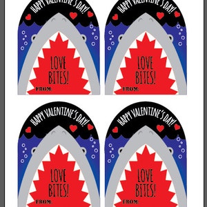INSTANT DOWNLOAD Printable Classroom Shark Valentines Cards Goldfish ...