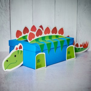 Dinosaur Stegosaurus Valentine Box Printable Decor Kit customize eye options, boy mailbox for school valentine's day cards