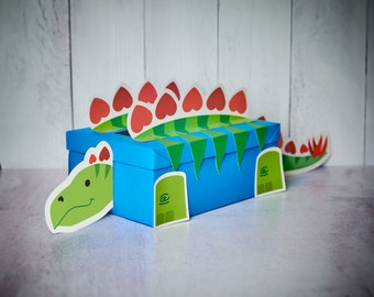 Dinosaur Stegosaurus Valentine Box Printable Decor Kit customize eye options, boy mailbox for school valentine's day cards