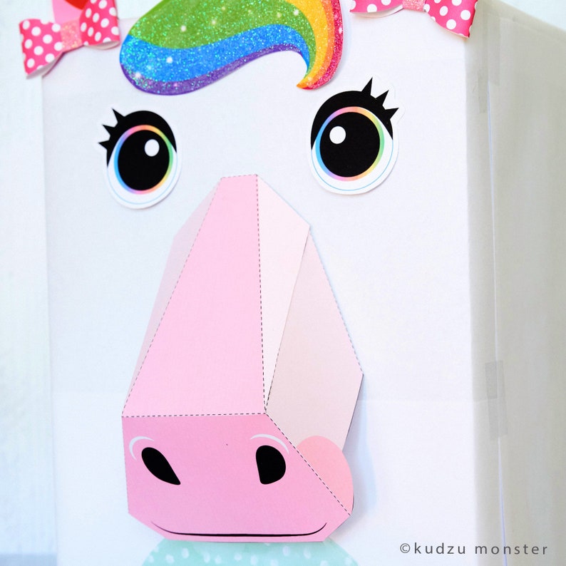 Unicorn Valentine Box Printable Decor Kit 3D Rainbow Horn 3D - Etsy