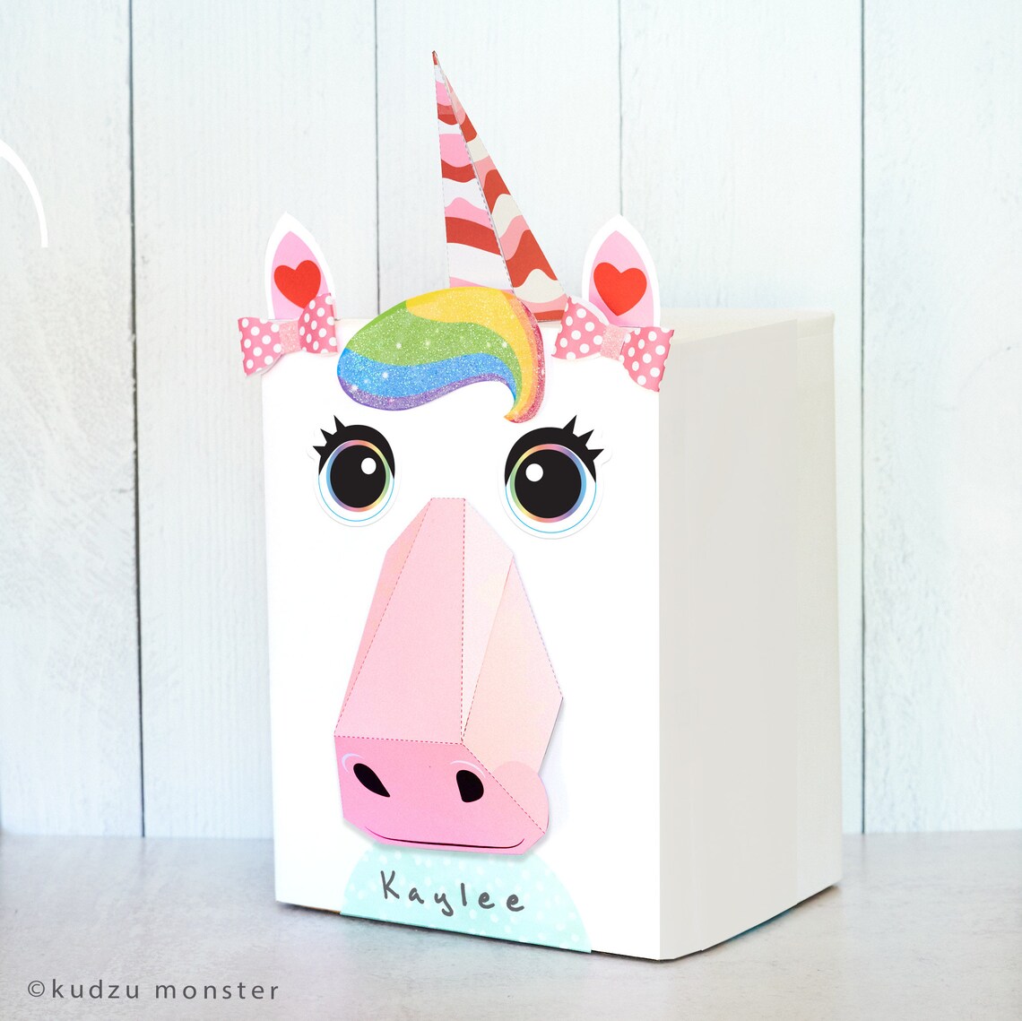unicorn valentine box printable decor kit 3d rainbow horn 3d etsy