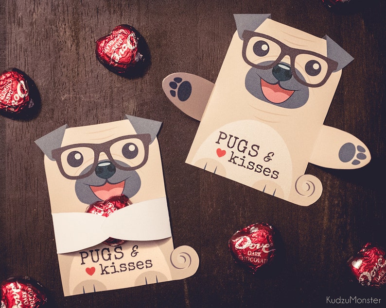 Cute Pug Puppy Classroom Candy Holder valentines cute dog image 1