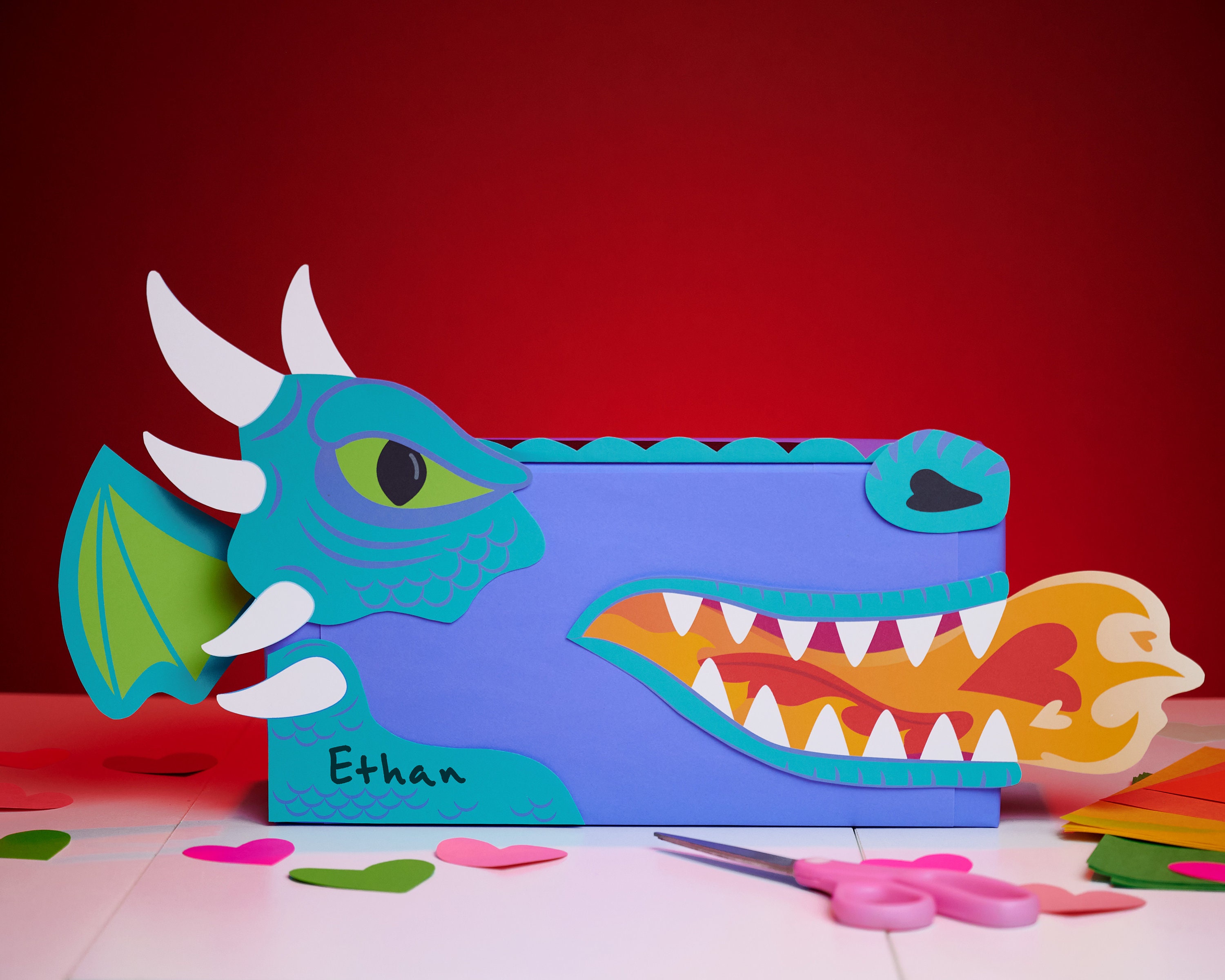 Dragon Printable Box Kit DIY Valentine Box Decor Kit for Valentine's…