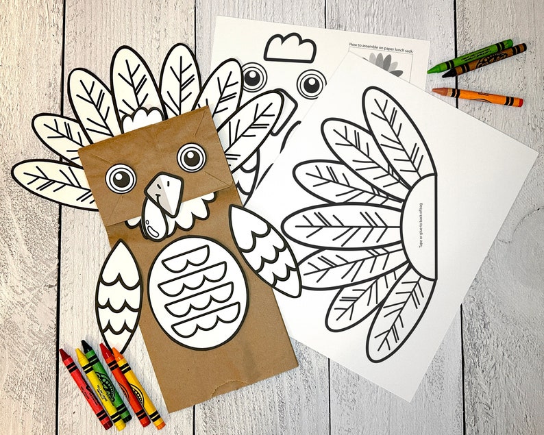 Printable Turkey Puppet Coloring Activity  Fun Kids Craft for image 1