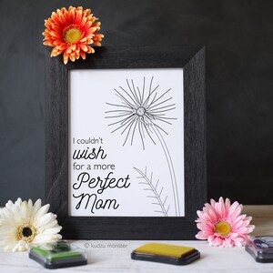 Mother's Day Finger Paint Art Printable Dandelion DIY Kid's Art Activity for Mom Fingerprints Ink Pad Interactive 8x10 inch Art work Print image 2