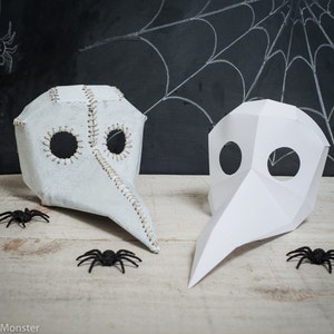 Printable Paper Plague Doctor Mask Spy vs Spy bird mask DIY foldable mask template Crow Bird Raven Big Beak Mask