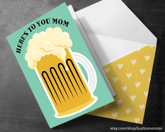 INSTANT DOWNLOAD Funny Printable Mother's Day Card Beer Mug