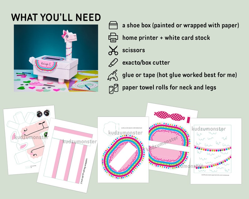 llama-valentine-box-kit-diy-printable-box-decor-kit-for-etsy