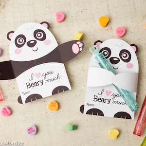 Druckbare Panda Bär Süßigkeiten oder Geschenk Hugger Valentinstag Tiere umarmen individuelle Süßigkeiten Valentinstag Karte süße Valentinstag Schokoladenhalter