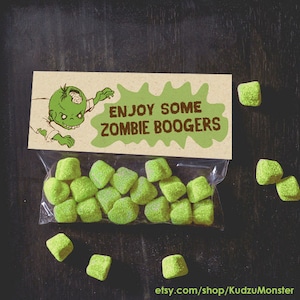 SOFORTIGER DOWNLOAD Zombie Geburtstagsparty Gefälligkeiten Popel Zombie Jungen Party behandeln Topper lustige grobe Walking Dead Thema grün Candy Bag Toppers