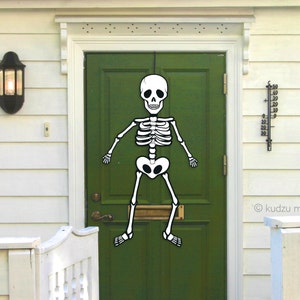 Large Multi Page Printable Skeleton Halloween Door or Window Decor Cute ...