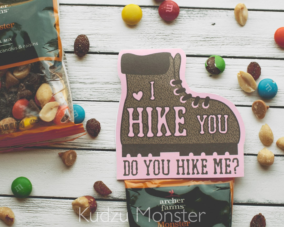 Trail Mix Valentines for Kids Hiking Boot Adventure Hike Wildlife