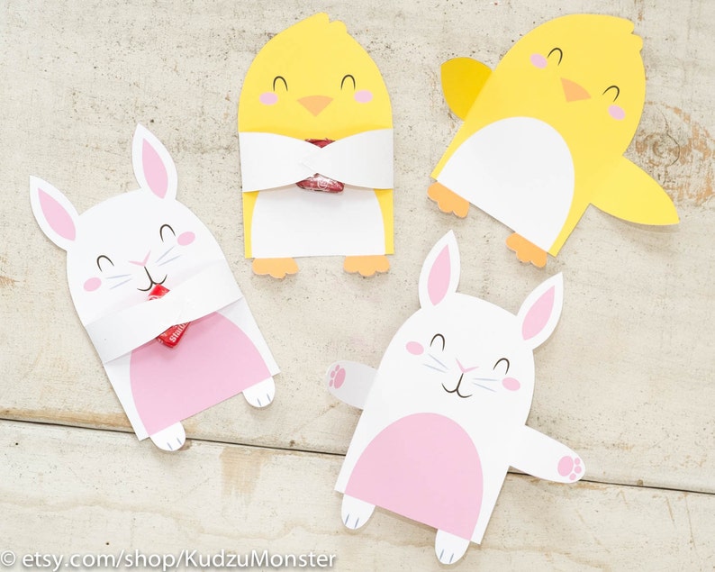 printable easter candy huggers bunny and chick party favor image 1