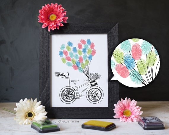 Mother's Day Finger Paint Art Printable Balloons and