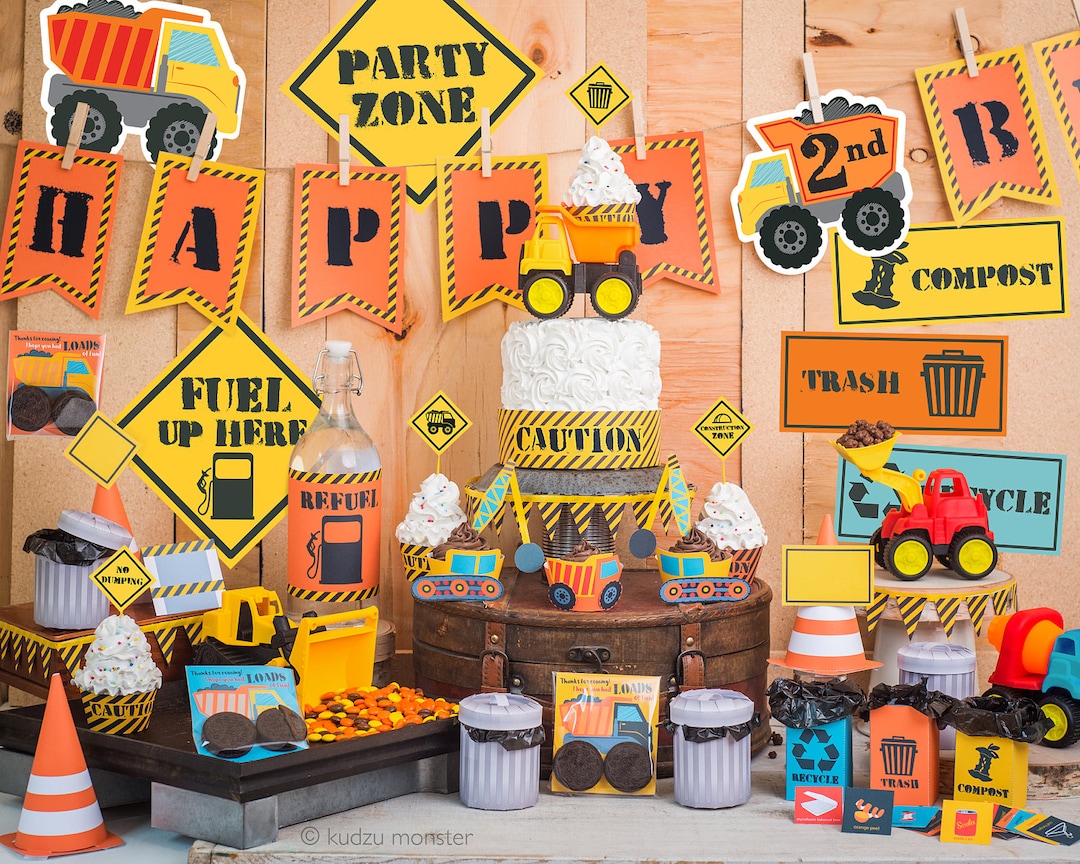 Dump Truck Party Kit Printable Construction Birthday Decor Instant