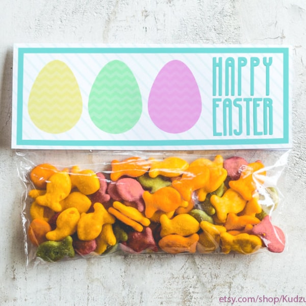 printable easter egg candy bag topper for plastic snack bag or brown paper sack candy party favors classroom kids gift treat topper