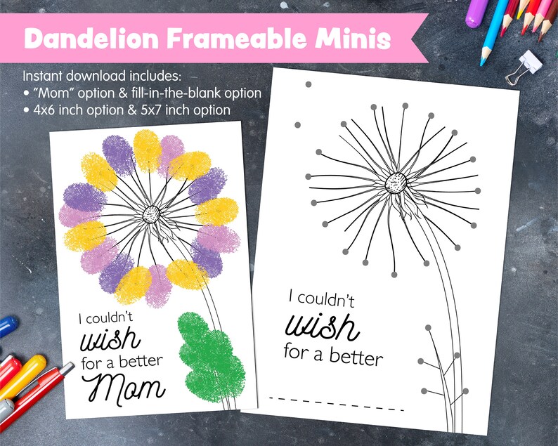 Mother's Day Finger Paint Art Printable Dandelion DIY Kid's Classroom ...
