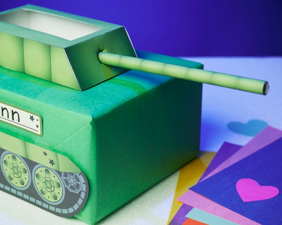 Tank Valentine Box Kit DIY Printable Box Decor Kit for Valentine's