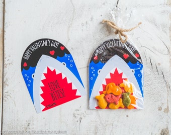 INSTANT DOWNLOAD Printable Classroom shark valentines cards goldfish valentine's day shark week great white sharks funny boys valentine jaws