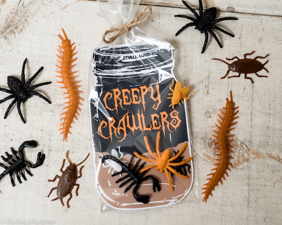 INSTANT DOWNLOAD bug toy gift DIY mason jar great for non candy halloween idea Jar of bugs Also works for gummy worms or spider rings Il_570xn