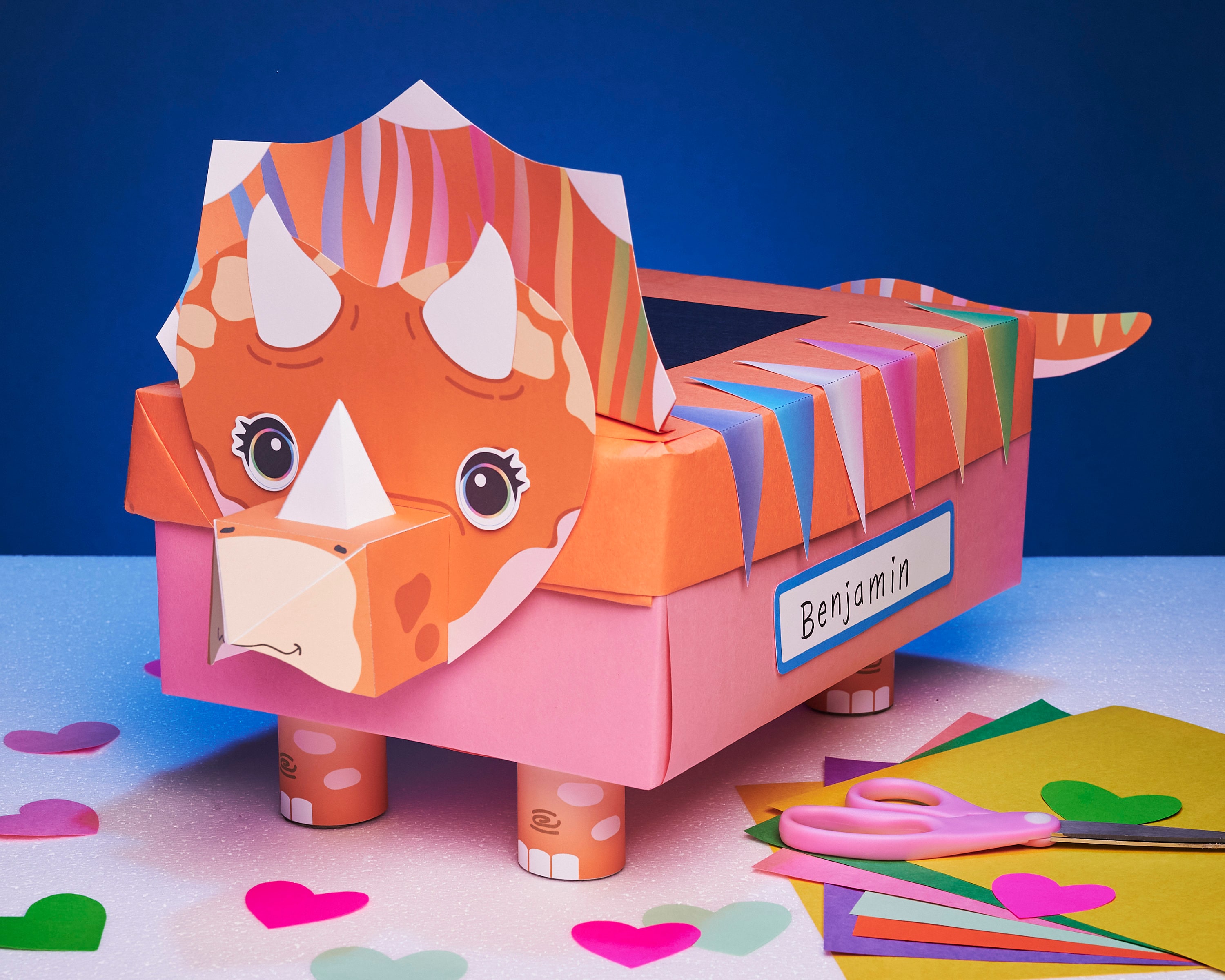 Triceratops Valentine Box Kit | Printable Dinosaur Mailbox for ...